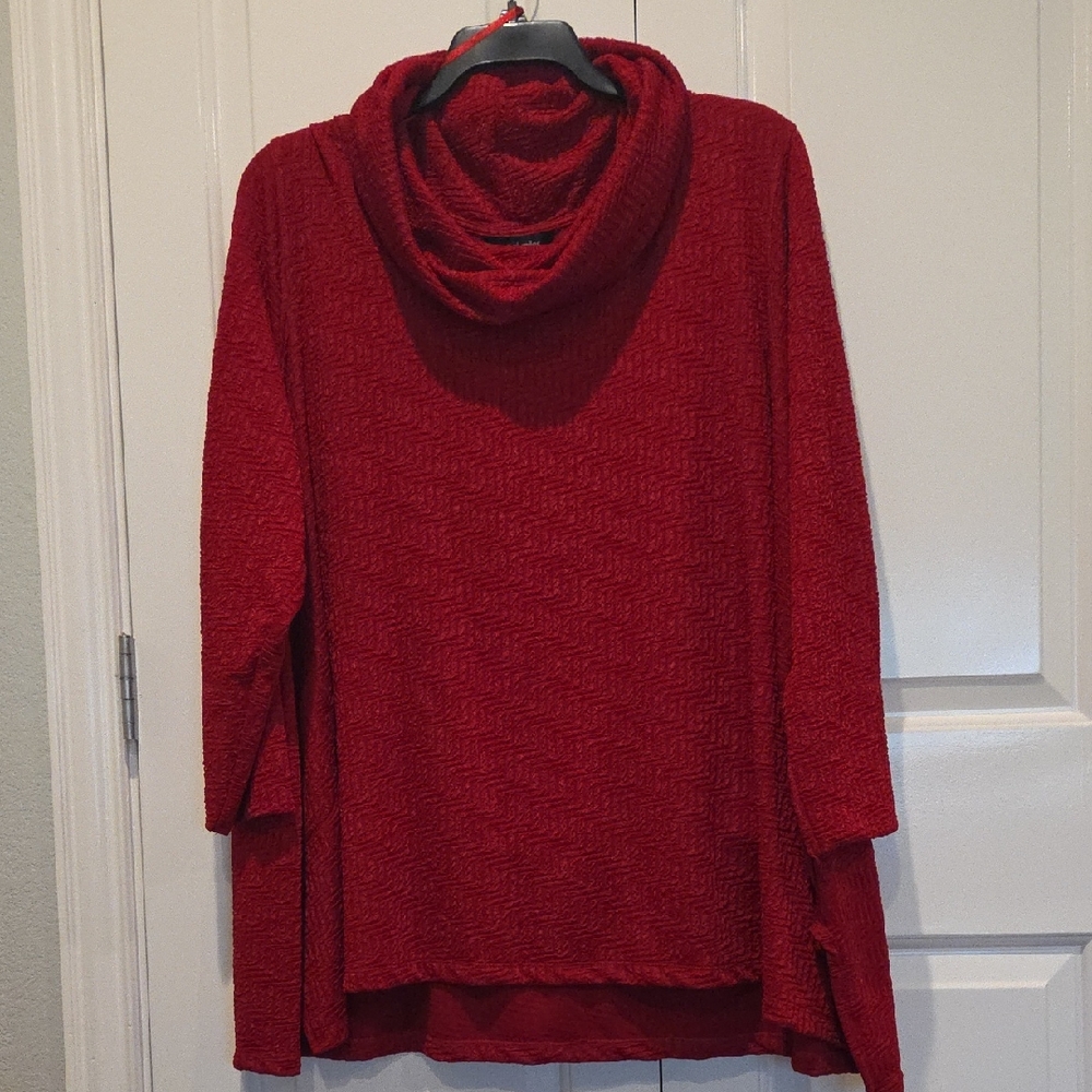 Red Cowl Neck Women's Sweater